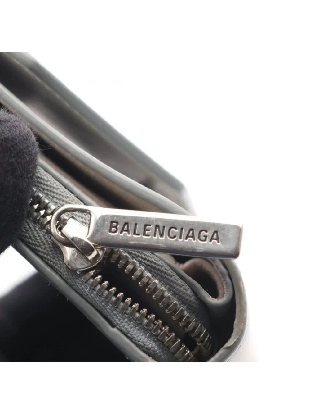 Balenciaga Trifold Wallet Envelope Gray Leather Compact
